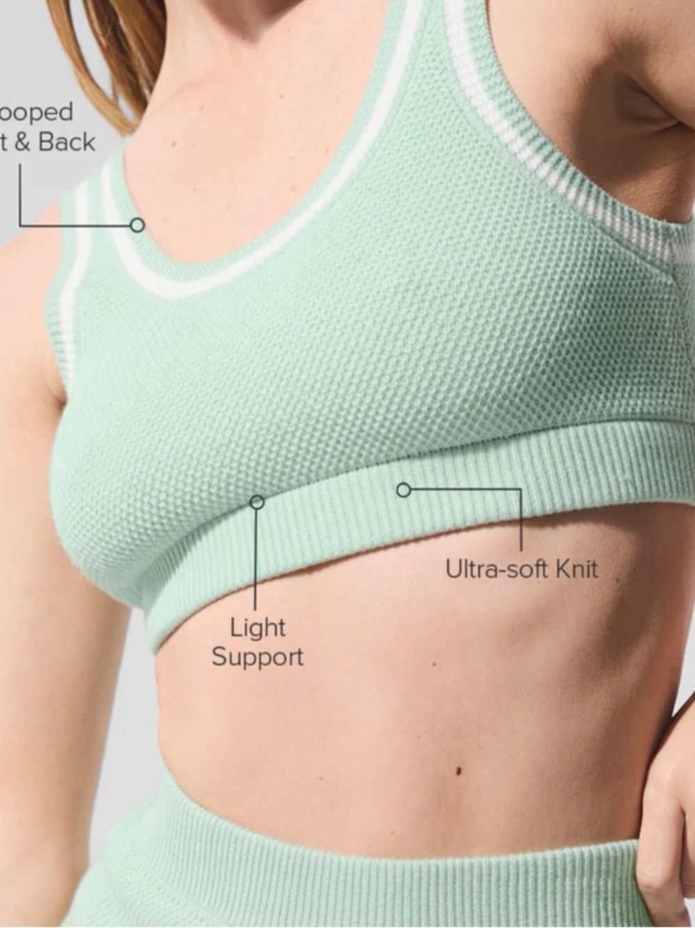 ALO Yoga Mint Green Seamless Mesh-Back Sports Bra